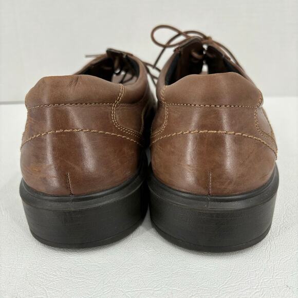 ECCO Helsinki Tie Oxfords Leather Derby Shoes Bicycle Toe Brown Men's EU 45 - Picture 8 of 10